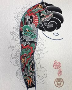 Japanese Tattoo Art Traditional Sleeve, Dragon Tattoo Japanese Style, Dragon Tattoo Full Sleeve, Tato Irezumi, Japanese Forearm Tattoo, Tato Tradisional, Tattoo Japanese Style, Backpiece Tattoo