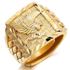 Punk Rock Eagle Men 'S Ring Luxury Gold Color Resizeable To 7-11 Finger Jewelry Never Fade Stylish Jewelry Accessories, Royal Blue Shoes, Hip Hop Rings, Eagle Ring, Boys Jewelry, Gold Color Ring, Hand Accessories, Mens Gold Rings, Style Punk