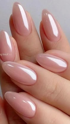 Rose Pearl Nails, Pink Pearl Nails Acrylic, Pink Opaque Nails, Nail Ideas Nude Pink, Bridesmaid Manicure, Casual Nails, Her Nails, Blush Nails, Almond Nails Designs