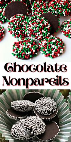 chocolate nonpareils with sprinkles in the middle and on top