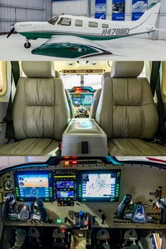 the inside and outside view of an airplane