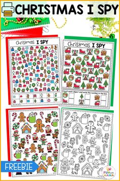 christmas i spy worksheets for kids to practice their spelling skills and writing numbers