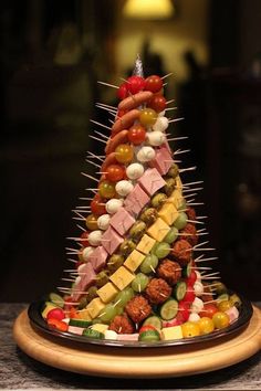 a platter filled with lots of different types of food