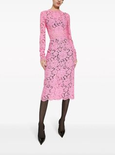 This Dolce & Gabbana midi dress features a delicate floral-lace design and long sleeves, creating an elegant and timeless look. Made from high-quality materials, it offers both style and comfort for any occasion. As an industry expert, we rely on our expertise to provide you with a dress that will make a statement and stand the test of time.Highlightslight pinkfloral-lace detailingembroidered logorear zip fasteninground necklong sleevesmid-lengthscallop hemBrand style ID: F6M0DTHLM7LColour: F0758CompositionViscose 43%, Cotton 34%, Polyamide 23%Washing instructionsRead Manufacturer Guidelines Gabbana Dress, Lace Sheath Dress, Pink Midi Dress, Lace Midi, Lace Midi Dress, Long Sleeve Midi, Scalloped Hem, Long Sleeve Midi Dress, Lace Design