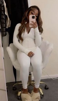 White Outfits For Women Casual, Brown Jumpsuit Outfit, White Jumpsuit Outfit, Jumpsuit Outfit Winter, Brown Jumpsuit, White Outfits For Women, Mansion Exterior, Girly Fits, Stylish Summer Outfits