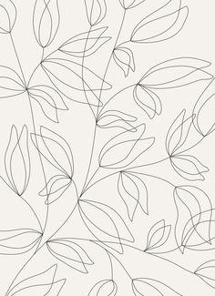 a black and white drawing of leaves