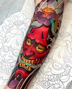 Hanya Mask Tattoo, Japanese Hand Tattoos, Athena Tattoo, Samurai Warrior Tattoo, Oni Mask Tattoo, Geisha Tattoo Design, Oni Tattoo, Hannya Mask Tattoo