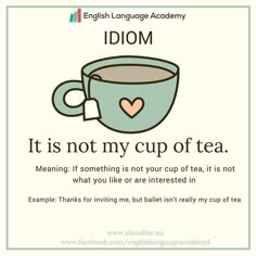 a tea cup with the words idom on it, and an image of a heart in