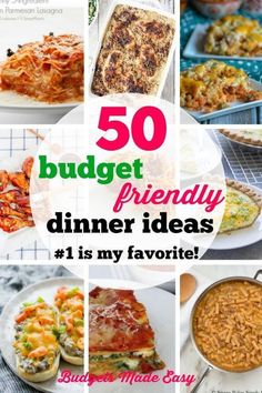 the cover of 50 budget friendly dinner ideas