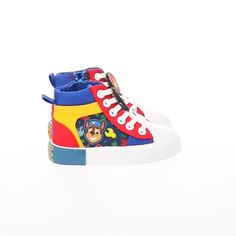 Does your little one love Paw Patrol? These high-top sneakers feature blue mesh with a sublimated print, embroidered artwork micro injected mold, white elastic laces, and navy blue nylon zippers to keep your little one's feet secure.Click this FOOTWEAR GUIDE to find the perfect fit and more! DETAILS Mesh upper Canvas lining Canvas midsole Canvas outsole Round toe Lace-up Closure Polyurethane footbed Treaded outsole Platform height: 1 in. Spot clean Imported Size: 10 T. Gender: male. Age Group: toddler. Sporty High-top Sneakers With Character Print, Multicolor High-top Sneakers For School, Splash Party, Paw Patrol Party, Elastic Laces, Paw Patrol, Toddler Boys, Little One, High Tops