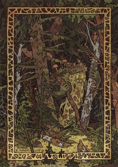 an illustration of a man in the woods