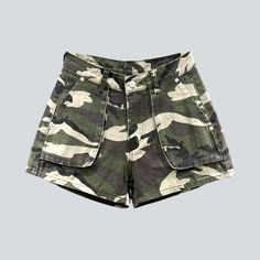 Be the envy of the town with our Camouflage Print Women's Denim Shorts from the 2023 Summer Collection! Y2K mode with a mid-waist silhouette and zipper & button closure. these shorts will be your go-to for any occasion.Why You Need These ShortsThese shorts are stylish and comfortable. with a modern take on the conventional straight shape and the perfect balance of tone and texture. The intricate camouflage print is the perfect way to make a statement without being too loud.Distinctive Features: Military Style Summer Shorts, Military Style Summer Shorts With Belt Loops, Military Style Shorts With Belt Loops For Summer, High Rise Camouflage Bottoms With Pockets, Summer Camouflage Cargo Shorts, Camouflage Bottoms With Pockets For Summer, Camouflage Cargo Shorts For Summer, Camouflage Cargo Shorts With Built-in Shorts For Summer, Camouflage Cotton Shorts