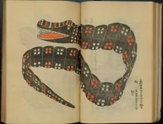 an open book with two snakes on it