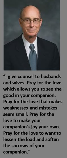 an image of a man in a suit and tie with the words, i give council to husbands and wives pray for the love which allows you to see