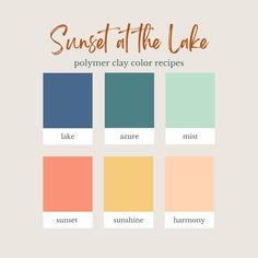 the color scheme for sunset at the lake is shown in shades of blue, orange and yellow