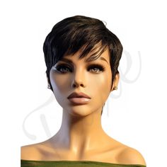 This razor cut human hair pixie wig is expertly crafted, cut, and colored, then freshly shampooed, conditioned, and COMPLIMENTARY PRE-STYLED at no extra cost to ensure a premium quality experience right out of the box.  It is highly versatile and can be styled in various ways. The expert cut allows you to wear it effortlessly without the need for heat styling.  *Due to the packaging and shipping process, further styling upon receiving is recommended to achieve your desired look.  *Color may appe Bang Cut, Short Pixie Wig, Cropped Hair, Short Pixie Wigs, Cute Pixie Cuts, Layered Pixie, Pixie Wig, Crop Hair, Curl Hair