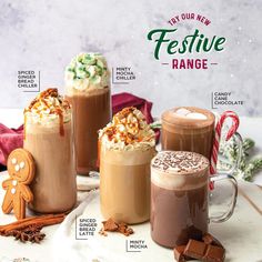 hot chocolates, marshmallows, and whipped cream make up festive range