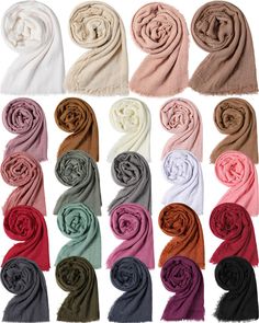 PRICES MAY VARY. Bulk Bundle Package: you will receive 24 pieces of women scarfs in 24 different colors, this bundle is ideal for those who love mixing and matching their accessories, or for gifting to friends and family; With this large pack, there's always a scarf on hand to match your outfit Versatile Large Size: the large size of about 35 x 70 inches of scarves for women lightweight offers versatility in styling, you can wear the scarf as a wrap, stole, or shawl, adding an elegant touch to y Hijab Caps, Eid Outfit, Hijab Scarf, Fashion Deals, Scarf Tying, Lightweight Scarf, Blanket Scarf, Functional Accessories, Season Colors