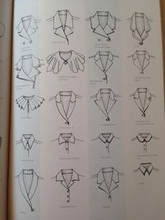 an open book with instructions on how to wear collars and shirts in different styles