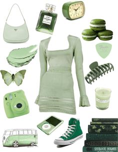 Sage Green Fits, Pastel Green Outfit, All Stars Outfit, All Green Outfit, Soft Girl Aesthetic Outfit, Green Preppy