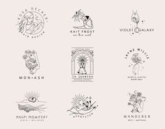 six different logos designed to look like women's hair salons and beauty products