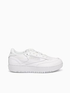 Club C Double White Leather Reebok Double Club C White, Reebok Club C Double White, Reebok Club C Double, White Platform, Reebok Club C, Club C, White Leather, White, Leather