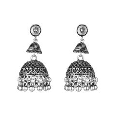 PRICES MAY VARY. Antique oxidised dangle earrings set for women and ladies, Metal: Alloy Length is also mentioned in the images for better clarity, kindly refer to the dimensions mentioned for actual size. Embellished with Oxidized silver tone, faux pearl, gives it a perfect traditional cum contemporary look. Ideal for any ethnic outfits like gowns, bridal wear or on party, festival, dance or any special occasion or as fashion costume accessories. Ideal Valentine, Birthday, Anniversary, New Year Mini Jhumka, Traditional Jhumka, Festival Dance, Jhumki Earrings, Traditional Earrings, Vintage Bollywood, Ethnic Outfits, Valentine Birthday, Party Festival