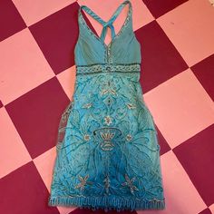 Has Sequins, Embroidery, Gems And Beaded. In Perfect Condition Still Has Tags! Size 4 Fitted Blue Dress With Beaded Straps, Elegant Blue Dress With Pearl Details, Embroidered Blue Dress For Cocktail, Blue Fitted Dresses With Beaded Straps, Blue Embroidered Dress For Cocktail, Elegant Blue Dress With Pearl Embroidery, Blue Embroidered Cocktail Dress, Embroidered Blue Cocktail Dress, Blue Beaded Cocktail Dress