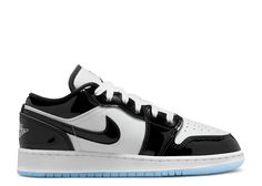 Air Jordan 1 Low SE GS 'Concord' - Air Jordan - DV1333 100 - white/black | Flight Club Air Jordan 1 Low Concord, Summer Collection Men, Jordan 4’s, Jordan Low, Jordan Yeezy, Jordan Logo, Jordan Retro 1, Flight Club, Jordan 8