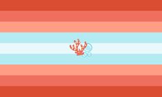 an orange and blue striped background with corals