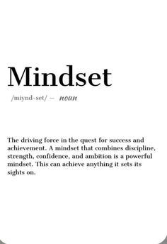 the words mindset are written in black and white