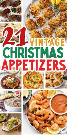 twelve vintage christmas appetizers with text overlay