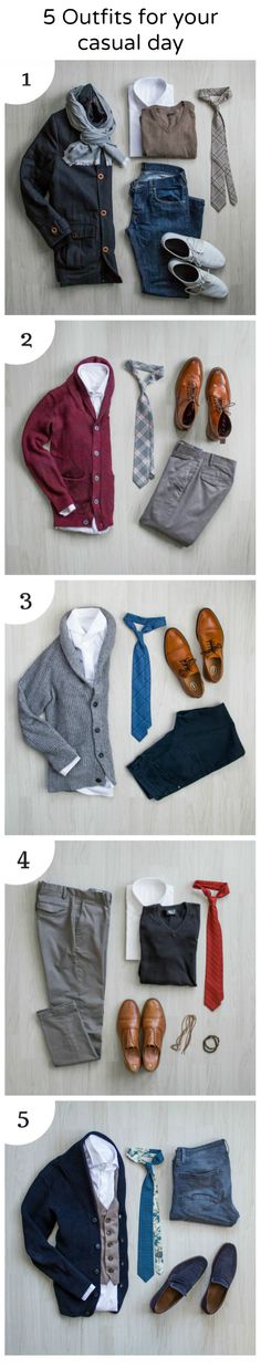 5 outfits for your casual day. Men outfit inspiration. Outfit ideas for men. Men Outfit Inspiration, Inspiration Outfit Ideas, Revival Clothing, 5 Outfits, Clothes And Shoes, Outfit Grid, School Looks, Ideas For, Gentleman Style