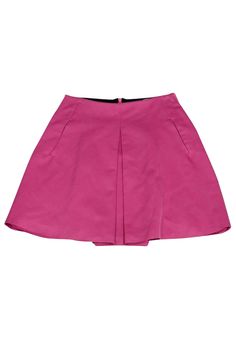 Current Boutique-Max Mara - Pink Flared Skirt Sz 4 Pink Mini Skirt With Pockets For Spring, Spring Pink Mini Skirt With Pockets, Spring Party Mini Skirt With Pockets, Summer Workwear Skirted Skort, Summer Workwear Skort, Pleated Short Mini Skirt For Day Out, Summer Workwear Mini Skirt With Pleated Waist, Flowy Skort For Summer Workwear, Chic Box Pleat Bottoms For Spring