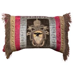 Gorgeous Antique Cushion 18th Century French Magenta Silk Brocade Applied with antique Papal Coat of Arms Pope Pius XI Born in 1857 Was Pope from 1922 to 1939 Within an 18th century Florentine Silver metal braid border Edged with 18th century metallic gold tassel trim upon a ribbon braid Backed with antique dark pink Mohair Velvet This majestic pillow has been hand made incorporating Rare early textiles and has a beautiful time worn faded grandeur appeal Please study photographs carefully as the Pope Pius Xi, Ribbon Braids, Arm Pillow, Antique Cushion, Embroidered Coat, Italian Baroque, Gold Silk, Silk Brocade, How To Make Pillows