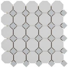 white hexagonal tile with silver accents