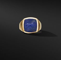 The past and present converge in Petrvs®, which is inspired by ancient coins and stone carvings. Many designs reflect classical intaglios with intricate motifs that express gentlemanly qualities. 18-karat yellow goldLapis lazuli, 14mmRing, 18.3mm David Yurman Mens, Signet Ring Men, Lapis Lazuli Ring, Gold Signet Ring, Luxury Rings, Skull Pendant, Ancient Coins, Pinky Ring, Men's Rings