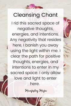 Cleansing Chant, Energy Healing Quotes, Negative Energy Cleanse, Energy Cleansing, Woo Woo, Healing Affirmations, Energy Healing Reiki