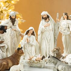 The set of 12pcs Oversized Ivory Resin Nativity Figurine, it reflects the nativity of Jesus. This figurine set is made out of resin to recreate this great story. It is the perfect Christmas mantle decoration or shelf arrangement during the holidays. Nativity sets for Christmas indoor decorating provide a special touch and feel. Glitzhome 15.5-in Figurine Nativity Christmas Decor | 2030700004 Nativity Christmas Decor, Nativity Of Jesus, Shelf Arrangement, Christmas Shopping List, Stone Powder, Ideas Navideñas, Jesus Statue, Christmas Mantle Decor, Nativity Christmas