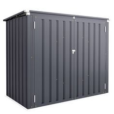 the side view of a metal storage container with two doors on each side and one door open