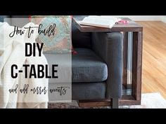 a couch with a blanket on it and the words how to build diy c - table