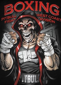 a skeleton wearing boxing gloves and holding his fist up in front of him with the words boxing