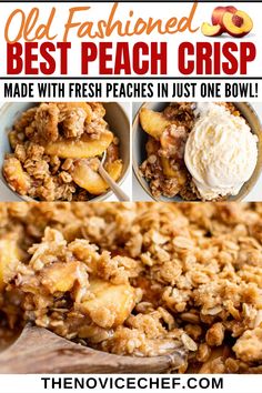 the best peach crisp made with fresh peaches in just one bowl