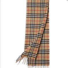 Burberry Mini Cashmere Vintage Classic Check Scarf Color: Archive Beige Burberry Vintage Scarf, Burberry Wool Coat, Green Plaid Scarf, Tie Dye Jackets, Burberry Print, Burberry Plaid, Burberry Classic, Mini Classic, Small Scarf