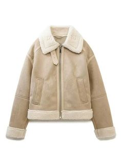 Faux Shearling Jacket, Aviators Women, Lapel Coat, Lapel Jacket, Aviator Jackets, Motorcycle Outfit, Outwear Jackets, Oversized Jacket, Pull & Bear