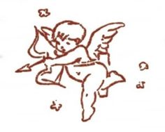 a drawing of an angel holding a bow