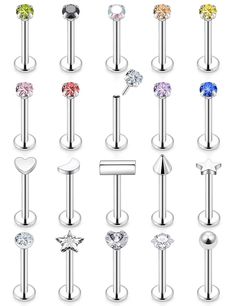 PRICES MAY VARY. [ITEM CONTAIN]: You Will Receive 20 Pieces Threadless Push in Lip Ring Tragus Conch Earrings Piercing Jewelry, All Of Them Are Beautiful And Elegant, Multiple Choices For Meeting Your Various Needs. [PRODUCT SIZE]: Ring Gauge: 18g=1.0mm, Bar Length: 8mm; TOP Size: 3mm-5mm. Color: Silver. [SAFETY MATERIAL]: Made Of 316L Surgical Steel, Smooth Polished Surface, Safe And Durable. Very Flexible And Comfortable. [SUITABLE FOR USE]: These Piercing Jewelry Can Be Used For Lip rings, La Lip Piercing Ring Right Side, Labret Piercing Ring Side, Lips Ring Piercing, Madusa Piercing Jewelry, Monroe Piercing Jewelry, Medusa Piercing Jewelry, Lip Piercing Ring, Lip Piercing Jewelry, Forward Helix Earrings