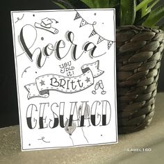 a black and white greeting card with the words vera y'el brito gestaco