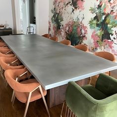 a long table with many chairs around it