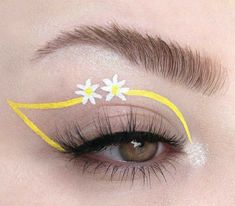 Cute Makeup Designs, Floral Eyeliner, Graphic Liner Ideas, Color Eyeliner Makeup, White Eye Makeup, Eye Makeup Images, Windows To The Soul